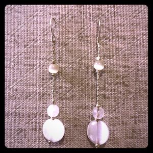 White/Silver Beaded Drop Earrings